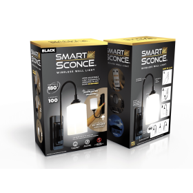 Smart Sconce Wireless Wall Light – Adjustable LED Wall Lamp with Remote Control, Black Finish