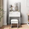 Fashion Vanity Desk with Mirror and Lights for Makeup with hair dryer holder and Chair
