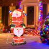 LED Double Santa Yard Christmas Decoration with String Lights and Stakes
