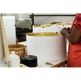 Deep Cone Hardback Lampshade with Washer Fitter, White Fabric Lampshade for Table Lamps, Natural Linen, 9" Top x 16" Bottom x 14" Height