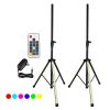 5 Core Speaker Stand Tripod Floor with RGB LED Lights Heavy Duty Adjustable 2Pcs Up to 72 Inch DJ Studio Monitor Stands Pole Mount - SS HD LGT 2 PCS