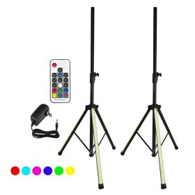 5 Core Speaker Stand Tripod Floor with RGB LED Lights Heavy Duty Adjustable 2Pcs Up to 72 Inch DJ Studio Monitor Stands Pole Mount - SS HD LGT 2 PCS