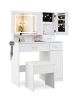 Makeup Vanity Desk with Mirror and Lights Dressing Table and Stool Set