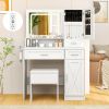 Makeup Vanity Desk with Mirror and Lights Dressing Table and Stool Set