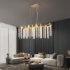 39.4-inch Modern Golden Pendant Light with Cascading Crystal Strands, Ideal for Living Room, Dining Room and Foyer
