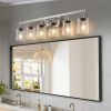 Modern 6-Light Bathroom Vanity Light Fixture - Brushed Nickel Finish with Clear Glass Shades, Perfect for Bathroom, Vanity