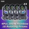 4Pcs/lot NEW 200W LED Moving Head Light Beam+Spot+18 Rotating Prisms+Rainbow Effect Dj Dmx Stage Light Effect Light Disco Dj Bar