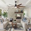 66" Vintage Ceiling Fan Lighting with Brown Blades in Integrated LED