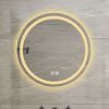 27-inch H LED Single Bathroom Vanity Mirror Polished Crystal Bathroom Round Vanity mirror for smart lighting on bathroom walls