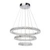 3-Layers Round Ring Chandelier, Iron Stainless Steel Crystal Chrome Color 4000K Natural White Lighting Fixtures