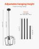 VEVOR Black Pendant Light Iron Cage Metal Pendant Lighting with Glass Shade