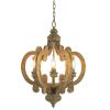 Farmhouse Chandelier, 6-Light Wood Chandelier Pendant Light Fixture with Adjustable Chain for Dining Room Living Room Entryway, Bulb Not Included