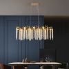 39.4-inch Modern Golden Pendant Light with Cascading Crystal Strands, Ideal for Living Room, Dining Room and Foyer