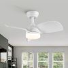 28 In Intergrated LED Ceiling Fan Lighting with White ABS Blade