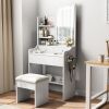 Fashion Vanity Desk with Mirror and Lights for Makeup with hair dryer holder and Chair