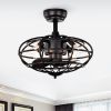 18.1" Caged Ceiling Fan with Remote Control,Timer, 3 Speeds Indoor Ceiling Fan for Farmhouse, Bedroom Living Room(No include Bulbs)