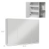 kleankin Bathroom Mirror Cabinet with Light, Bathroom Storage Cupboard with USB Charge, Adjustable Shelf, 35.5"W x 25.5"H, White