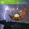 Solar Powered Moon Star Lamp IP54 Waterproof Decorative Lamp Crackle Glass Globe Stake Iron Lights For Garden Lawn Yard Driveway GPCT2900