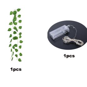 1 Roll Of Artificial Ivy Leaf Plants With LED String Lights (86.6''); Green Vine Garland Hanging Lights For Wall Party Wedding Room Home Kitchen Indoo (Color: Green Dill)