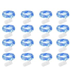 16 Pack Led Fairy Lights Battery Operated String Lights Waterproof Silver Wire 7 Feet 20 Led Firefly Starry Moon Lights For DIY Wedding Party Bedroom (Color: Blue)