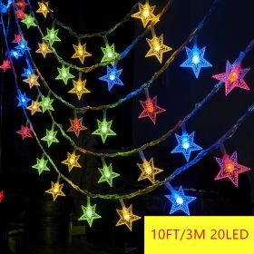1pc Star String Lights; 3m/10ft; 6m/20ft; EFFE LED Fairy Twinkle Lantern Lights With 20 Stars 2 Flashing Modes; Battery Powered Indoor & Outdoor Decor (Color: Multicolor, Items: 3M 20LED)