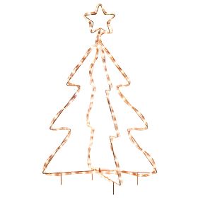 Outsunny 30" Outdoor LED Christmas Tree Rope Lights, LED Outdoor Christmas Decoration with Ground Stakes, Warm White (Color: as Pic)