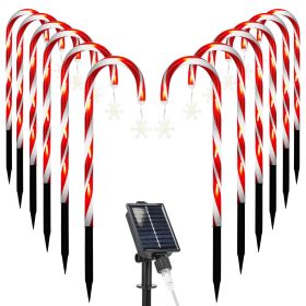 Solar Christmas Candy Cane Lights with 12 Candies 72LEDs Outdoor Christmas Decorations IP44 Waterproof Flickering Pathway Markers String Lights with 8 (Type: Snowflake)