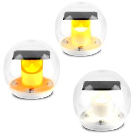 2Pcs Solar Floating Pool Lights Solar Flame Stake Lights IP67 Waterproof Outdoor Globe Ball Lights With 3 Lighting Colors Modes For Pool Garden Patio (Color: White)