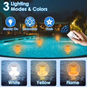 2Pcs Solar Floating Pool Lights Solar Flame Stake Lights IP67 Waterproof Outdoor Globe Ball Lights With 3 Lighting Colors Modes For Pool Garden Patio (Color: as picture)