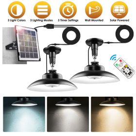 Solar Shed Lights with 1Pack/2Pack Head Light with Separate Panel Wall Mounted Solar Pendant Light Indoor Outdoor with Remote Timer 3 Modes 3 Light Co (Type: With 2 Head)