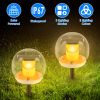 2Pcs Solar Floating Pool Lights Solar Flame Stake Lights IP67 Waterproof Outdoor Globe Ball Lights With 3 Lighting Colors Modes For Pool Garden Patio