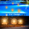 2Pcs Solar Floating Pool Lights Solar Flame Stake Lights IP67 Waterproof Outdoor Globe Ball Lights With 3 Lighting Colors Modes For Pool Garden Patio